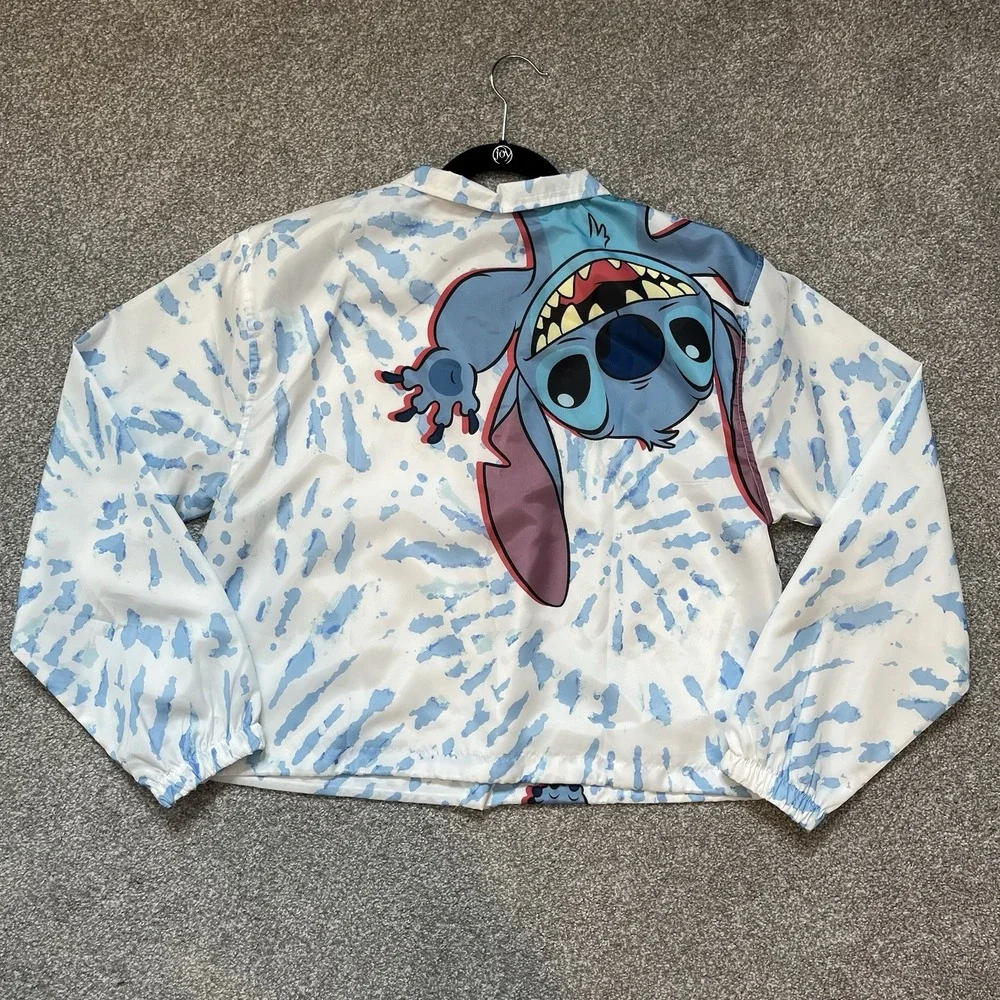 Disney Stitch Women's XL Windbreaker Jacket Lilo & Stitch Cropped Oversized